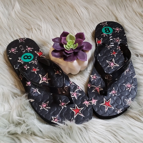 Nwt black coach sandal flip flops with star design - Picture 3 of 4